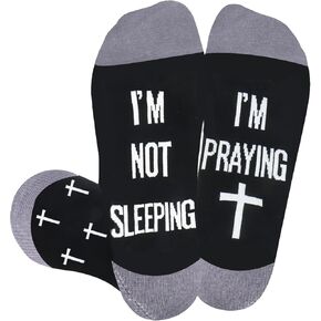 Christian Socks Gifts for Men, Religious Gifts, Catholic Gifts Faith Religious Catholic Socks, I'm Not Sleeping I'm Praying
