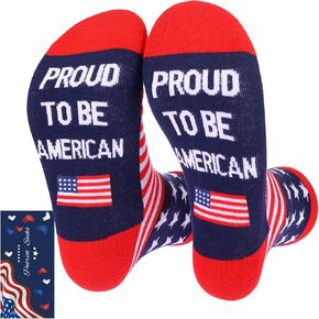 ZXGXLAW American USA Flag Socks Funny Men Women 4th July Middle Star And Stripe Patriotic Freedom Day Gifts