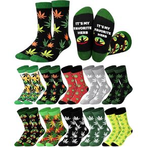 10 Pairs Weed Socks for Men Women Marijuana Socks Green Pot 420 Gifts Cannabis Accessories for Christmas 420 Holiday
