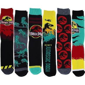 Hyp Jurassic Park Men's Casual Crew Socks, 6-Pack, Size 8-12