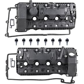 MOSTPLUS 11127522159 11127563474 Left+Right Valve Cover Set w/Gaskets Compatible for BMW 5 6 7 Series E65 E66 545i 550i 650i 745i 750i X5 (Left & Right Side) in Kuwait