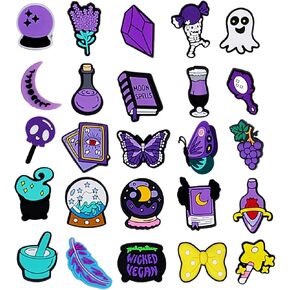 36pcs Purple Shoes Charms for Women Girls, Fashion Trendy Shoe Decorations Charms for Clogs Sandals and Shoes, Accessories Shoe Charms Pack for Kids Adults Party Favor