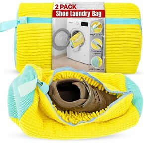 Shoe Washing Machine Bag: Reusable Shoe Laundry Bag for Washer & Dryer, Gentle Cleaning for Sneakers, Gym, and Delicate Shoes, Anti-Scratch Hidden Zipper (2PCS)