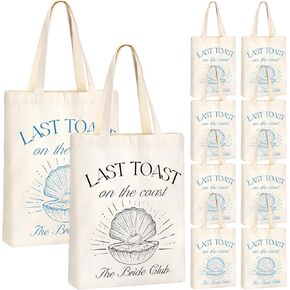 Aliceset 10 Pieces Bridesmaid Tote Bags for Last Toast on the Coast Bachelorette Wedding Tote Canvas Bags Bridesmaid Gift Bridal Shower Reusable