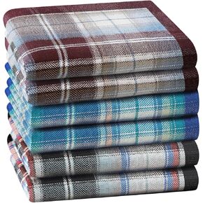 مناديل للرجال ، مناديل رجال القطن الناعمة ، هانكان مخططة متنوعة للرجال ، 17x17 6/9 PCS