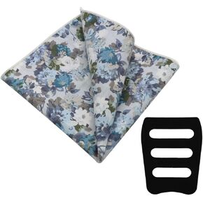 Floral Pocket Squares for Men, Mens Ladies Cotton Handkerchiefs with Pocket Square Holder for Wedding Party Prom Daily in Kuwait