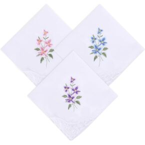 Giantree 3 PCS Ladies Printing Floral Clorkerchiefs ، Women Floral Clorkerchiefs ، Pocket Square Pifel
