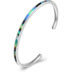 WINNICACA Bracelet for Women Opal Bracelet 925 Sterling Silver Opal Cuff Bangle Bracelets Inspirational Fine Jewelry Gifts for Women Her Wife Mom Daughter Anniversary Birthday Graduation Gifts