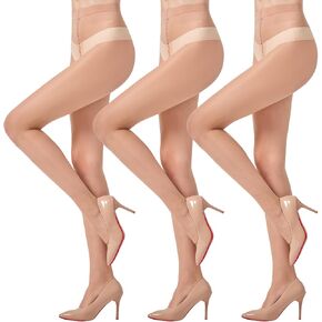 3 Pairs Sheer Pantyhose for Women T-Crotch Tights 20D Ultra Thin High Waist Stockings