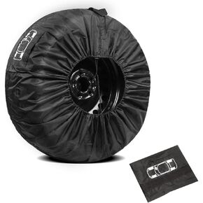 1 PC Car Waterproof and Dustproof Tire Cover, Tire Diameter 31" Portable Handle Design Spare Tire Cover, Storage Bag Tire Protector, Universal for Most Cars (Black #L)
