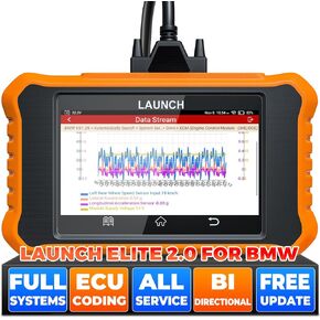 LAUNCH Creader Elite V2.0 for BMW OBD2 Scanner, 2025 Full Systems Bi-Directional Scan Tool, All Reset Services, ECU Coding, Battery Registration Tool for BMW Mini RR, Lifetime Free Update, Auto VIN