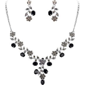 EVER FAITH Bridal Jewelry Sets for Wedding Rhinestone Crystal Flower Leaf Costume Pendant Necklace Earrings Set for Women in Kuwait