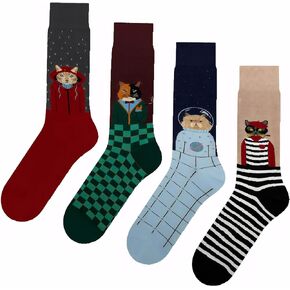 Cat socks,gifts for cat lovers，animal Socks，suitable for men and women, shopping, home, sports, outing (4 pairs per box)