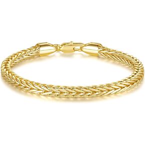 14k Gold Bracelets for Women and Men Non Tarnish Foxtail Chain Bracelet for Women Lobster Clasp Gold Jewelry Stackable Bracelets Excellent Presents 6.5in-9in
