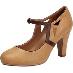Women's Mary Jane Vintage Close Round Toe Vintage 1950s Heels Retro 1920s Victorian Pumps Anckle Straps 1930s Shoes