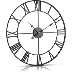 VEVOR Large Wall Clock, 24 in Wall Clock Roman Numerals, Battery Operated Non Ticking Silent Classic Decorative Round Clocks, for Living Room Bedroom Office Kitchen Dining Room Home Decor