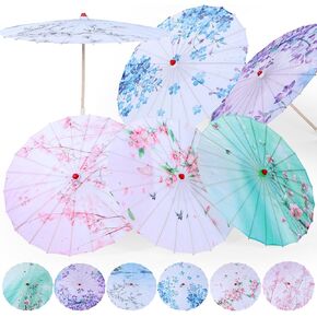 6 Pcs Handmade Chinese Oil Paper Umbrella 32 Japanese Paper Parasol Classical Dance Parasol Bamboo Chinese Umbrella for Wedding Photography Cosplay Costumes Perform Prop