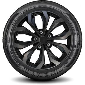 LYDS Spyder BS Black & Silver Universal 15 inch Premium ABS Hubcap Wheel Cover Replacement Set of 4 - FWC-15S-BS