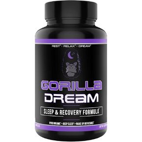 Gorilla Mind Dream Sleep Supplement (120 Capsules) - Nootropic Infused Comprehensive Sleep & Recovery Supplement - GABA, Melatonin, Valerian Root, Magnesium, L-Theanine, Sensoril, Ashwagandha & More