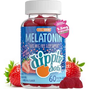 Melatonin Sleep Support Gummies (60 Count) Strawberry Sunset Creme Flavor Chews | 2.5mg Per Gummy Sleep Supplement for Children and Adults | Supplement for Faster Faster & Longer Sleep
