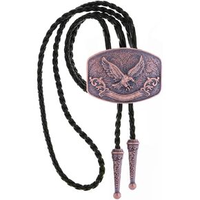 Huabola Calyn Rodeo Western Cowboy Bolo Tie للرجال ، تصميم نسر الخيول مع أحذية قديمة ، قلادة من الجلد