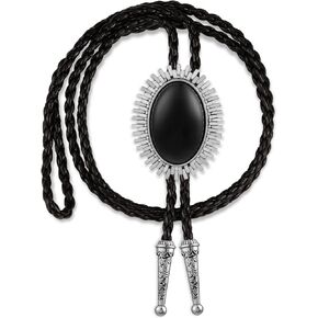 LAXPICOL Vintage Western Cowboy Bolo Tie for Men Black Stone Retro Art Deco Bolo Tie for Women Fashion Men's Accessary