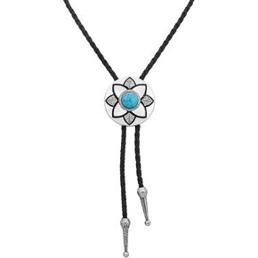HAQUIL Vintage Flower Bolo Tie, Dainty Turquoise Flower Stone Bolo Tie For Men, Jewelry Accessories for Men Women