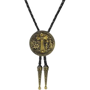 AZORA Mens Bolo Tie Cowboy Necktie Gold Longhorn Bolo Ties Native American Tie for Men Women Western Style