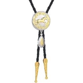 Native American Bolo Tie, Western Rodeo Cowboy Neckties Accessories, Horse with Drop Bolo Ties for Men Women
