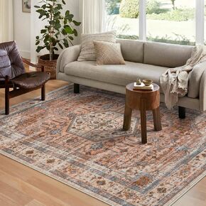 Anidaroel 8x10 Rugs for Living Room: Machine Washable Oriental Large Area Rug, Vintage Soft Rugs for Bedroom Non-Slip Dining Room Rugs for Under Table, Indoor Throw Carpet for Bedside