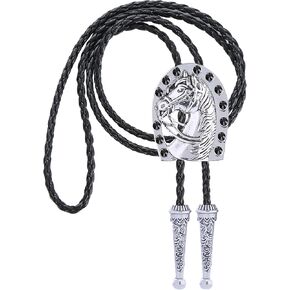GelConnie Bolo Ties for Men Western Cowboy Vintage Crystal Horse Bolo Tie for Women Leather Necktie U Gold Bolo Tie in Kuwait