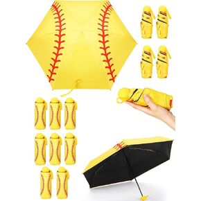 12 Pcs Softball Team Gifts Bulk Mini Umbrellas Portable Collapsible Compact Travel Sports Pocket Mini Sun Umbrellas for Softball Party Favor Accessories for Girls Coach Mom Sports Club Supplies