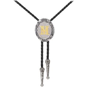 AZORA Mens Bolo Tie Cowboy Initial Bolo Necktie Named Bolo Ties Wedding Gift for Men Women Western Style