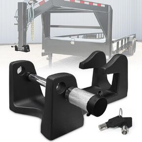 Gooseneck Lock, Gooseneck Trailer Hitch Locks Heavey Duty Coupler Trailer Lock, Gooseneck Hitch Lock Fit for Heavy Trailers, Livestock Haulers and RVs (Black)