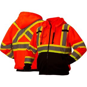 Pyramex Canadian RCSZH33 Series Premium Zip Safety Sweatshirt, With Teflon® Hi-Vis Orange 2X Large