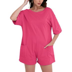 Florence Iisa Rompers for Women 2024 Disual Surser Short Short -Service Romper Romper Hot Shot Tee Romper مع جيوب