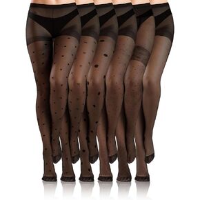 6 Pairs Women Polka Dot Tights Fishnet Thigh High Stockings Dot Fishnets Leggings Mesh Pantyhose for Halloween