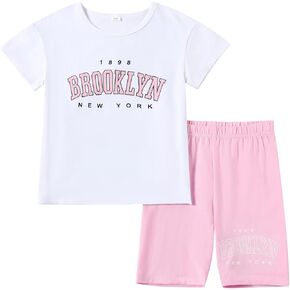 Toddler Baby Girl Clothes Summer Outfits kids Short Sleeve Graphic Tops Biker Shorts Set Little Girls Clothing