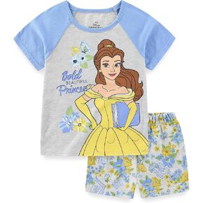 Disney Princess Belle Girls Short Sleeve T-Shirt and French Terry Shorts Set for Toddler and Big Kids