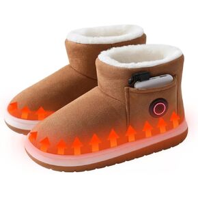 Heated Slippers for Women, Snow Resistant Foot Warmer Shoes For Women, Heated Boots, 3 Temperature Settings, Rechargeable 5000mAh Batteries, Heated Booties for Everyday Wear, Beige