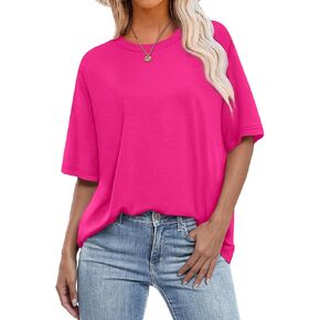 OFEEFAN Summer Tops for Women 2025 Short Sleeve Shirts Dressy Casual Crew Neck Tshirts Fashion