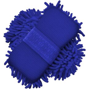 2 Pack Car Wash Mitts, Chenille Microfiber Automotive Dusting Glove, Non Scratch Vehicle Cleaning Sponge Mitt, Extra Large Size Detailing Glove for Sedan Motorcycle Exterior Interior (Green)