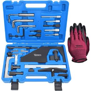 Camshaft Alignment Timing Tool Kit, 25 PCS Engine Camshaft Alignment Timing Tool, Compatible with Ford Mazda 1.4 1.6 1.7 1.8 2.0 2.3 L, Camshaft Holding Crankshaft Alignment Tool with Case & Gloves