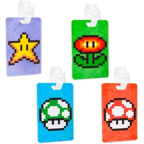 Pounchi Cute Pixel Game Luggage Tags (4 Pack) Video Game Merch for Luggage Travel Bags Suitcases Identifiers Name Luggage ID Tags for Teens Kids
