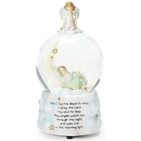 Roman 7.5" Children's Bedtime Prayer Musical Glitterdome – 100mm Snow Globe for Baptism, Christian Nursery Decor