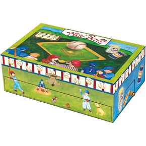 Baseball Musical Jewelry Box for Boys Plays Take Me Out To The Ball Game Drawer Treasure Storage