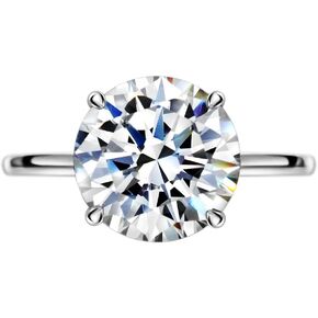 Michooyel S925 4CT Round Brilliant Cut Cut Solitaire خواتم الخطبة للنساء خاتم الزفاف الجنيه الفضي الفضة الزركونيا