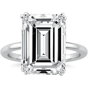 9.0 CT Luxury Emerald Cut Solitaire Engagement Ring, Sterling Silver 5A Cubic Zirconia Simulated Diamond Promise Ring for Women