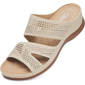 SHIBEVER SANDGE SANDALS للنساء الأنيق: صندل الصيف المشي مريح - انزلق على مقدمة من إصبع القدم المفتوح غير المجوف من أحذية إسفين منخفضة