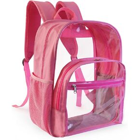 Clear Backpack for School, Heavy Duty Transparent Backpack with 0.6 mm PVC Bookbag 18 inch Clear Bag, Black